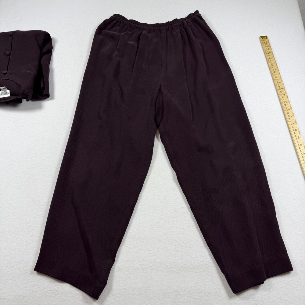 Eileen Fisher Womens Small 100% Silk 2 Piece Set Jacket Pants Purple Eggplant S - Picture 4 of 11